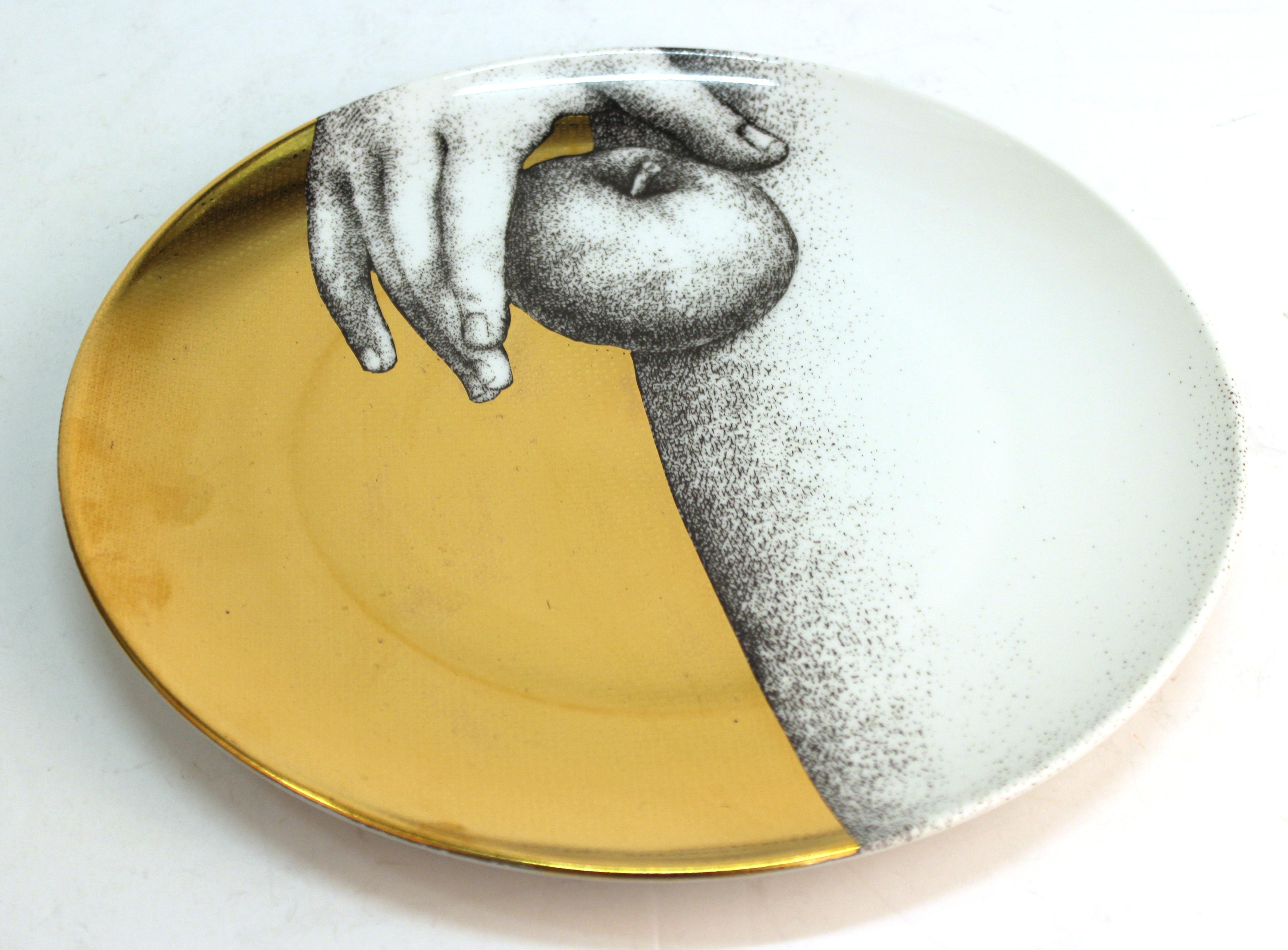 Piero Fornasetti Adam & Eve Gold Porcelain Plates 1