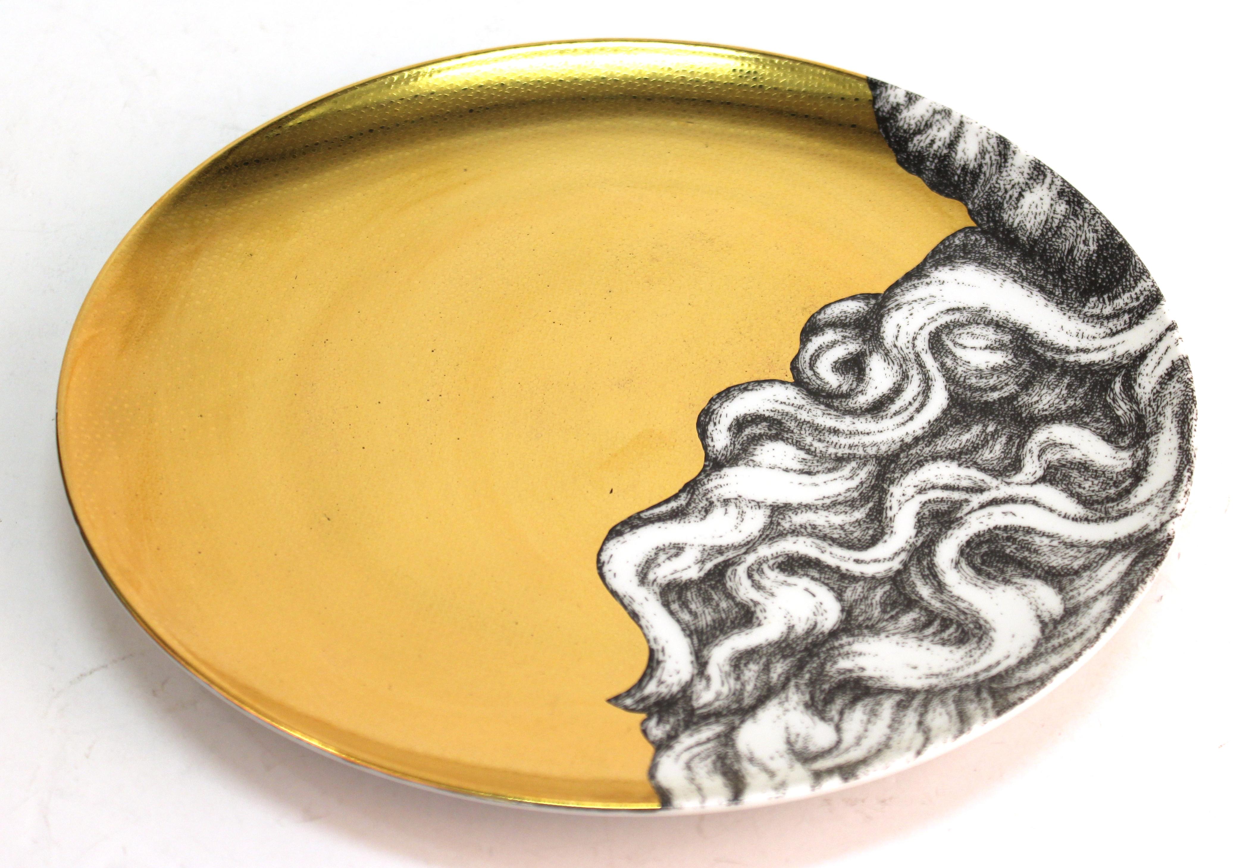 Piero Fornasetti Adam & Eve Gold Porcelain Plates 2