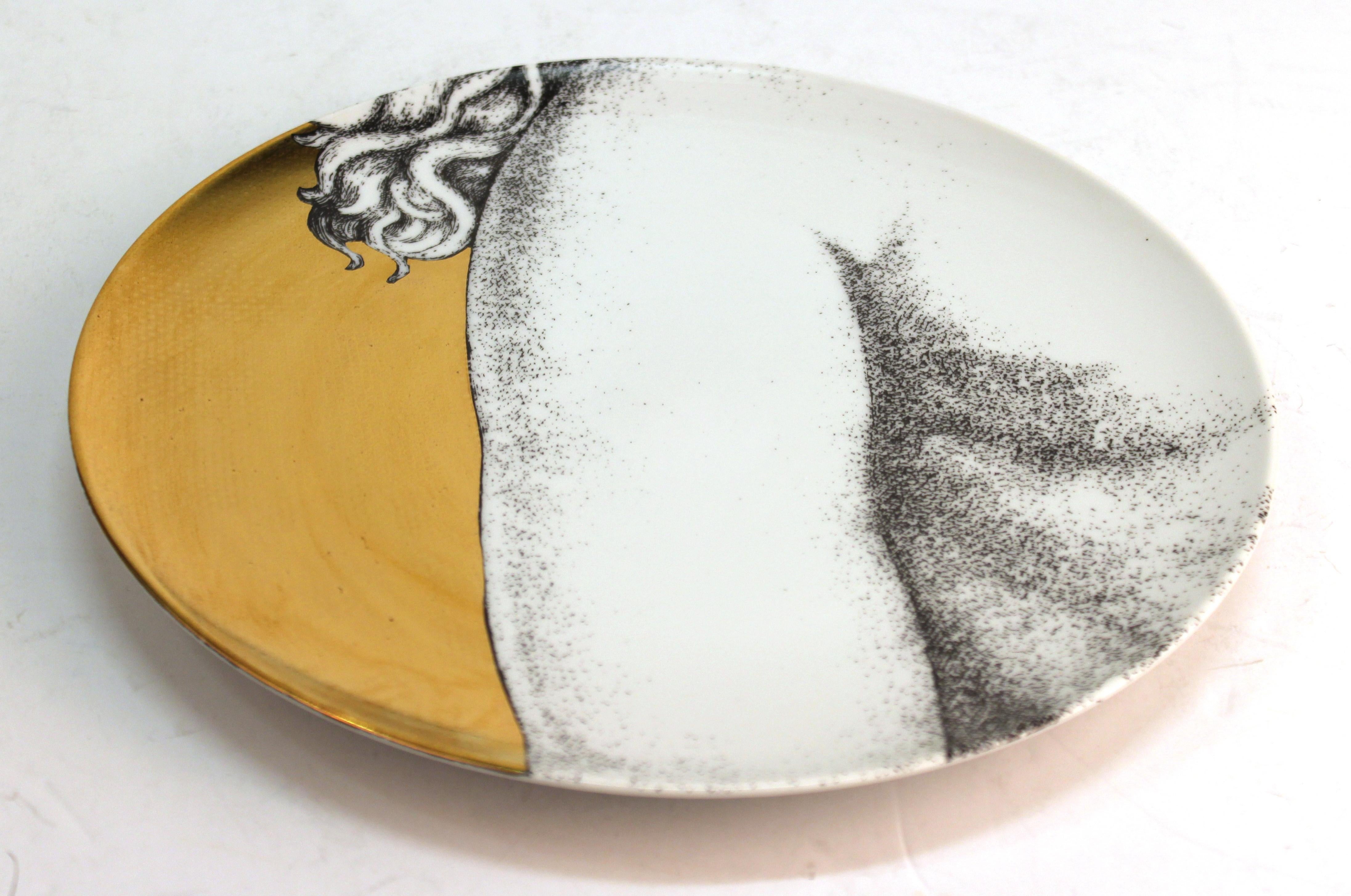 Piero Fornasetti Adam & Eve Gold Porcelain Plates 3