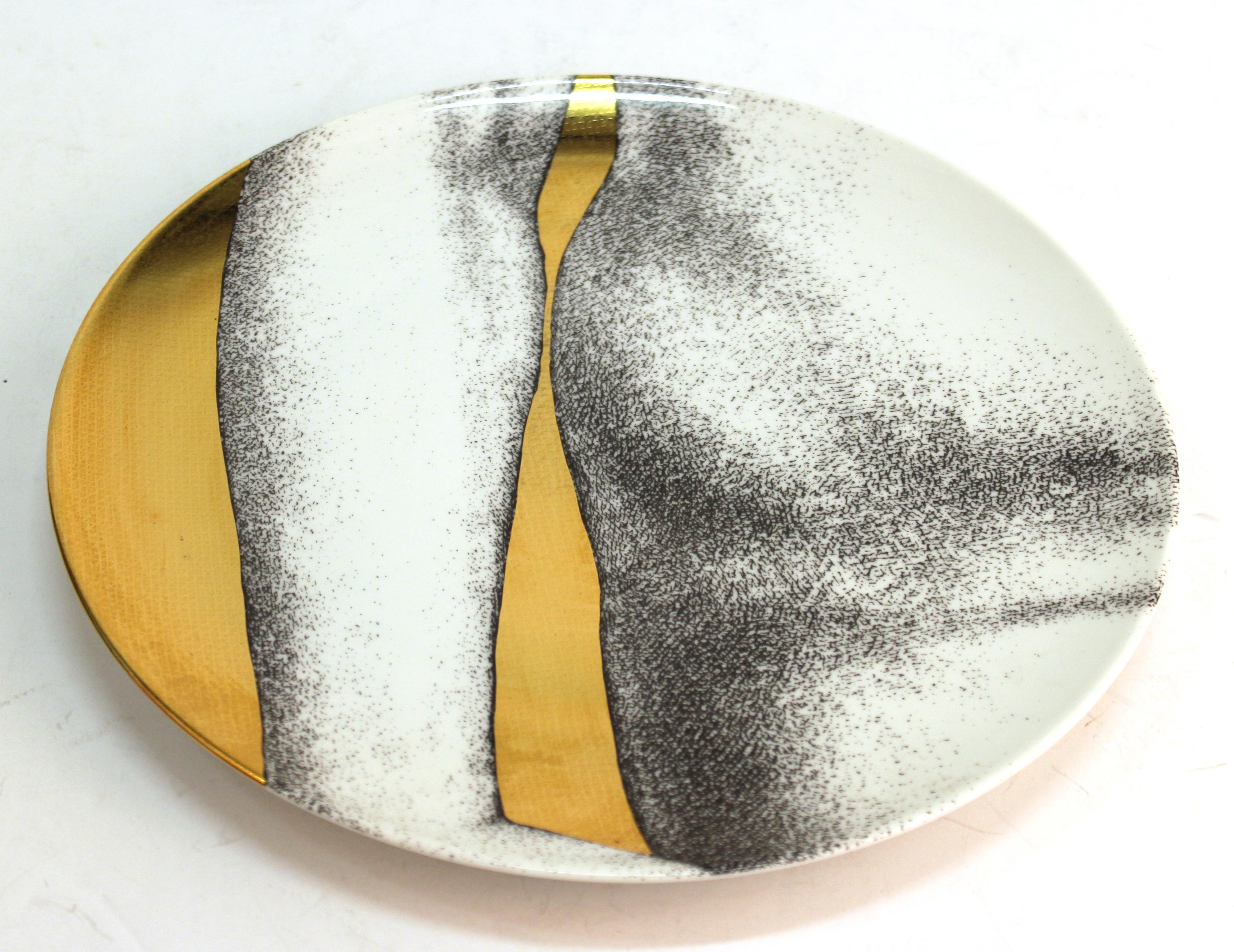 Piero Fornasetti Adam & Eve Gold Porcelain Plates 4
