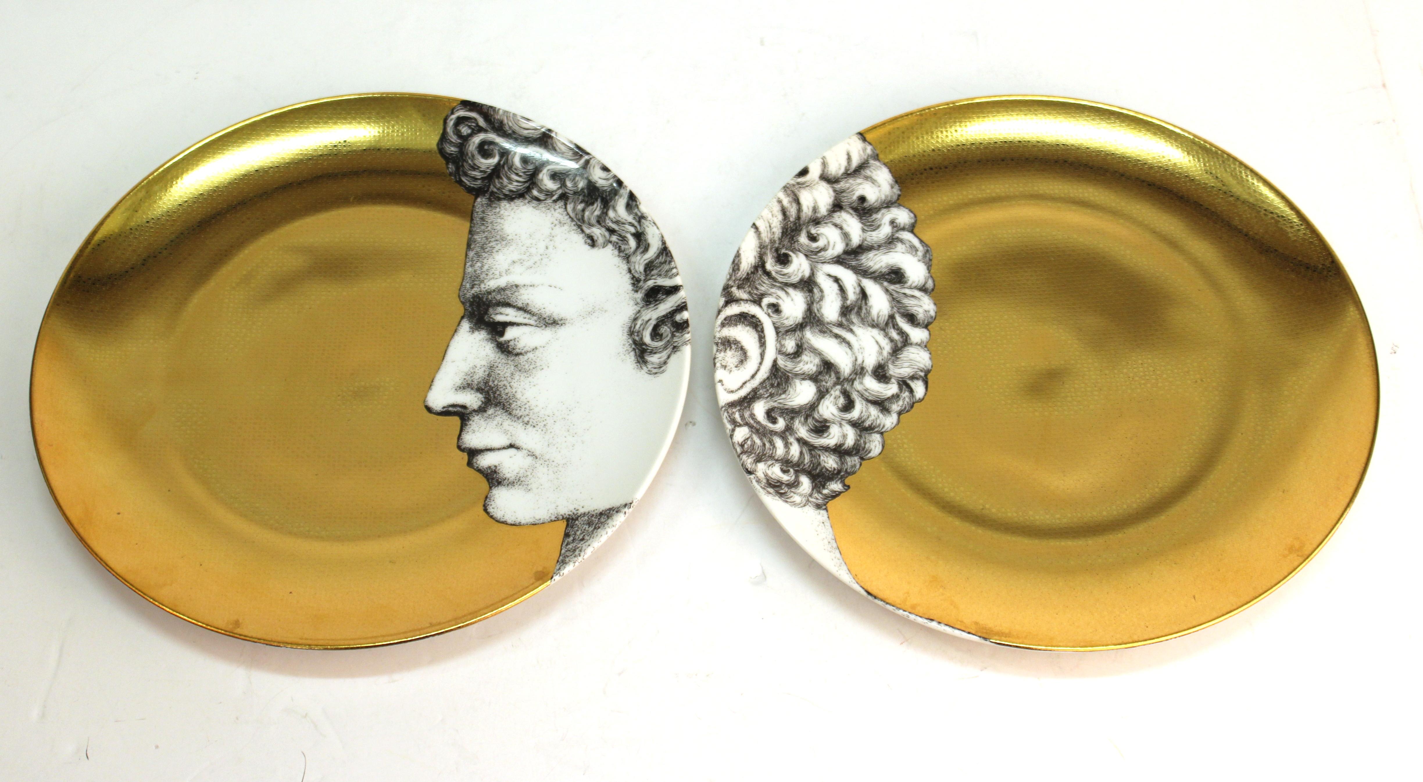 Piero Fornasetti Adam & Eve Gold Porcelain Plates 7