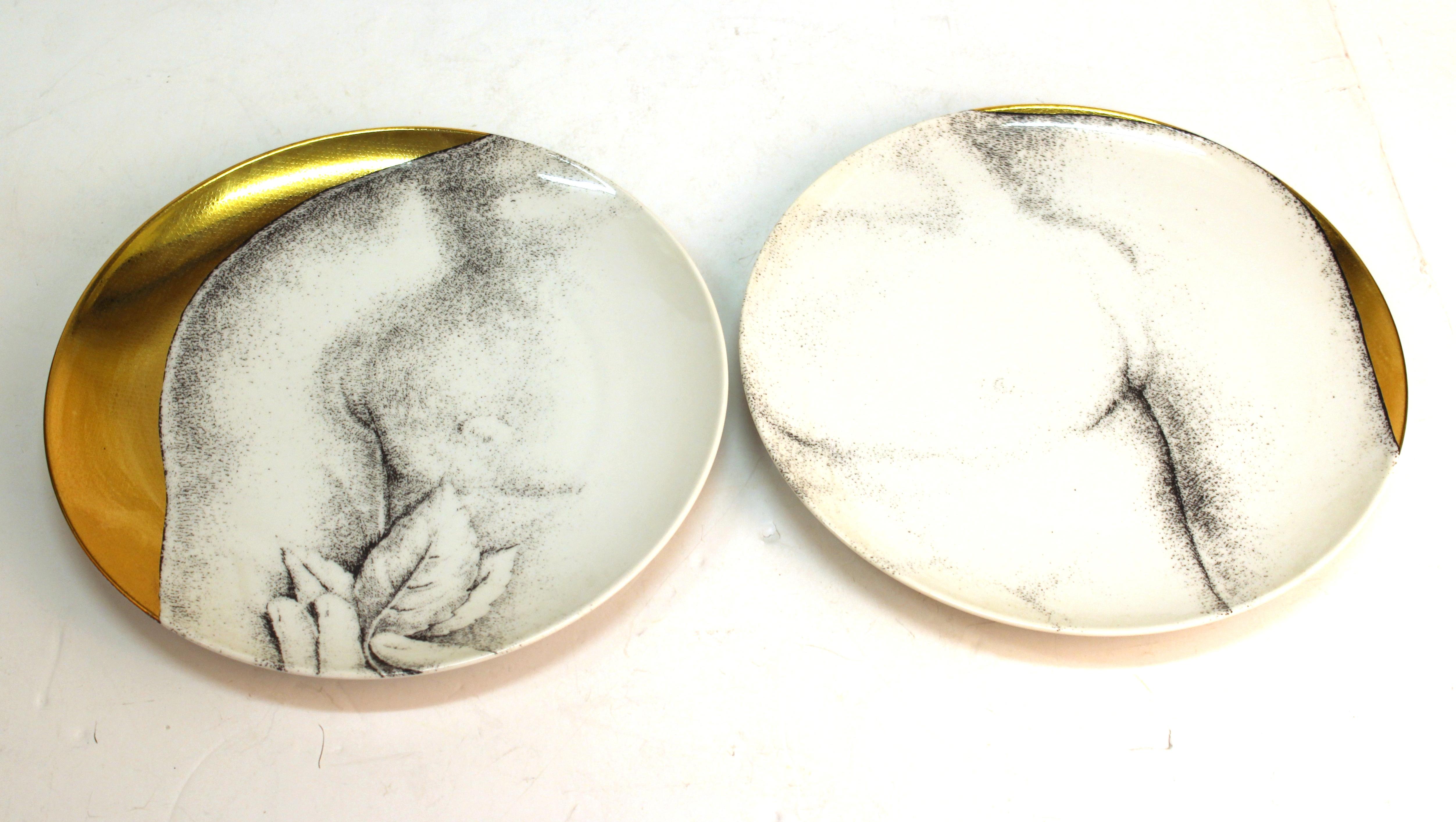 Piero Fornasetti Adam & Eve Gold Porcelain Plates 8