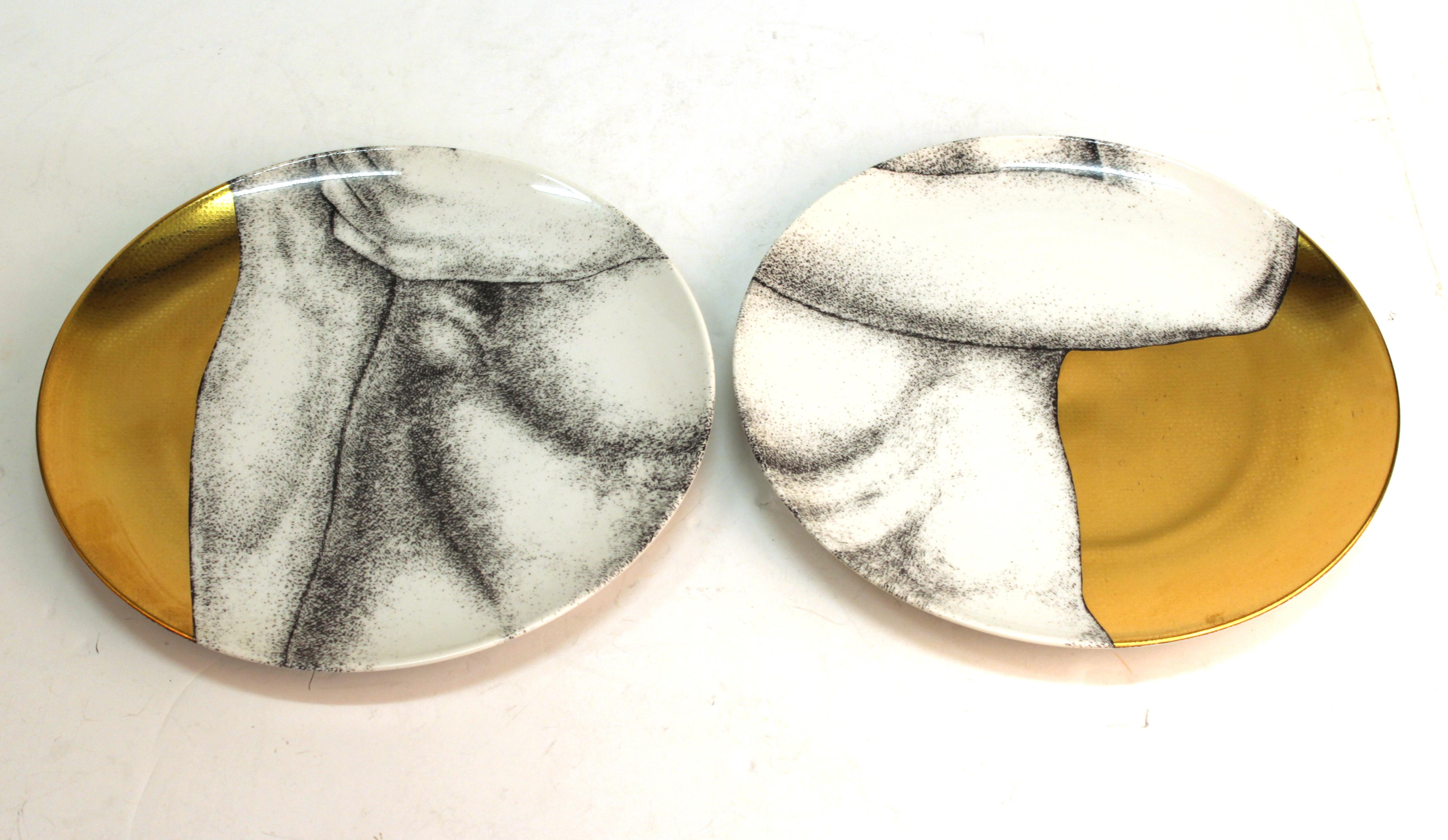 Piero Fornasetti Adam & Eve Gold Porcelain Plates 9