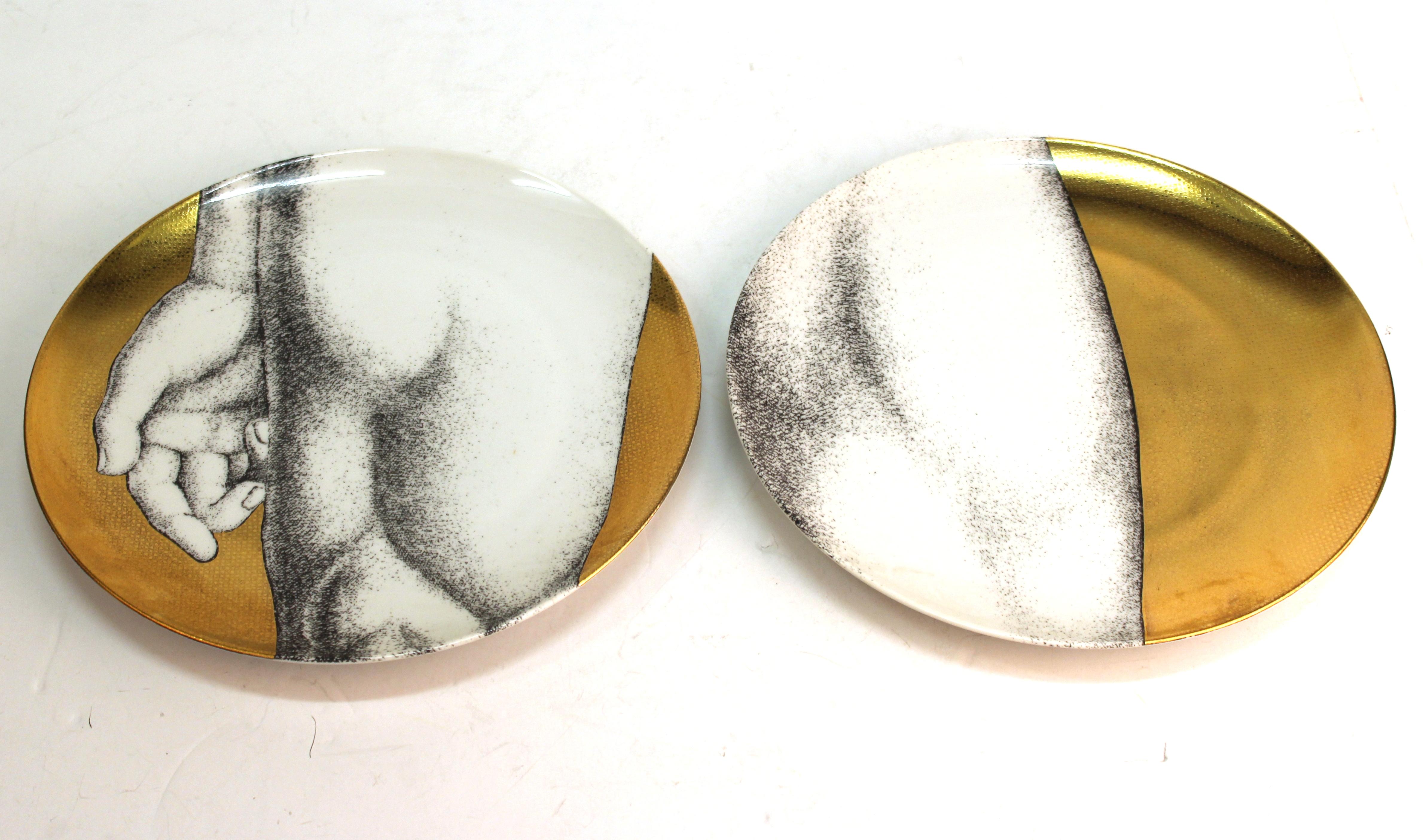 Piero Fornasetti Adam & Eve Gold Porcelain Plates 10