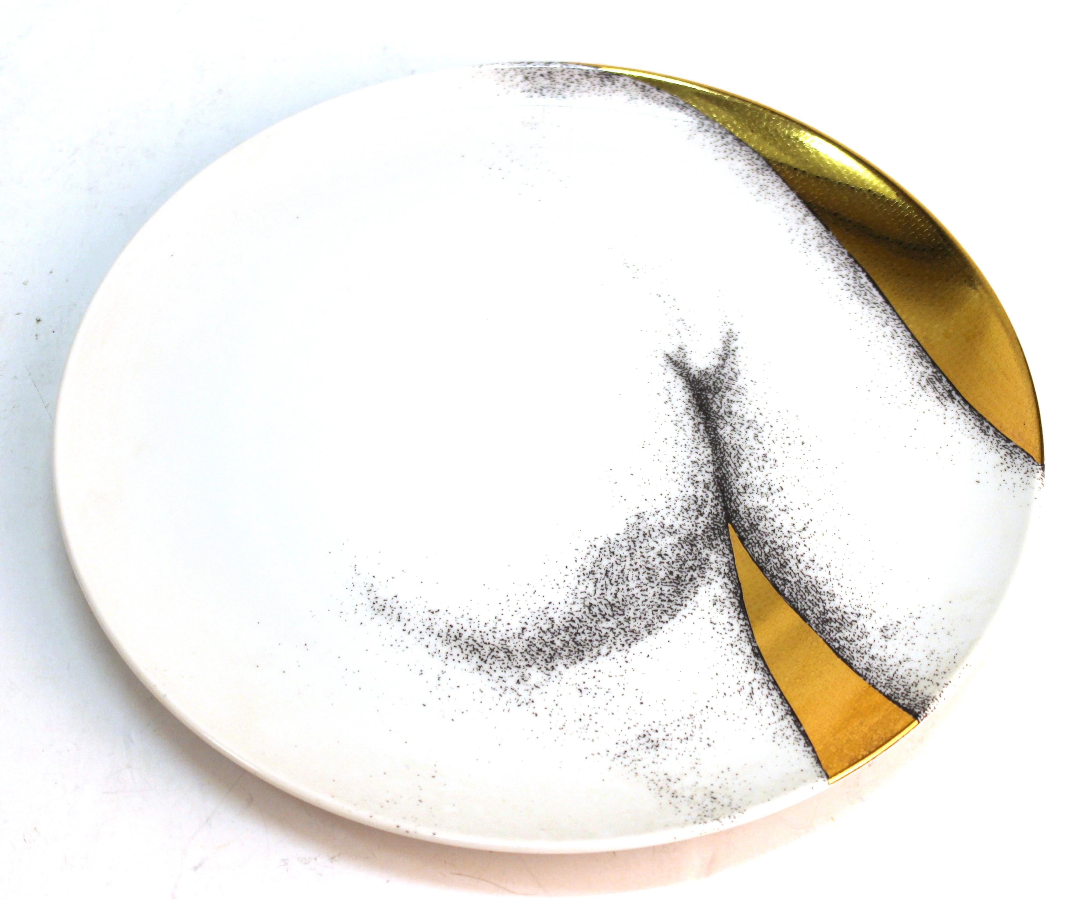 Modern Piero Fornasetti Adam & Eve Gold Porcelain Plates