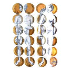 Piero Fornasetti Adam & Eve Gold Porcelain Plates