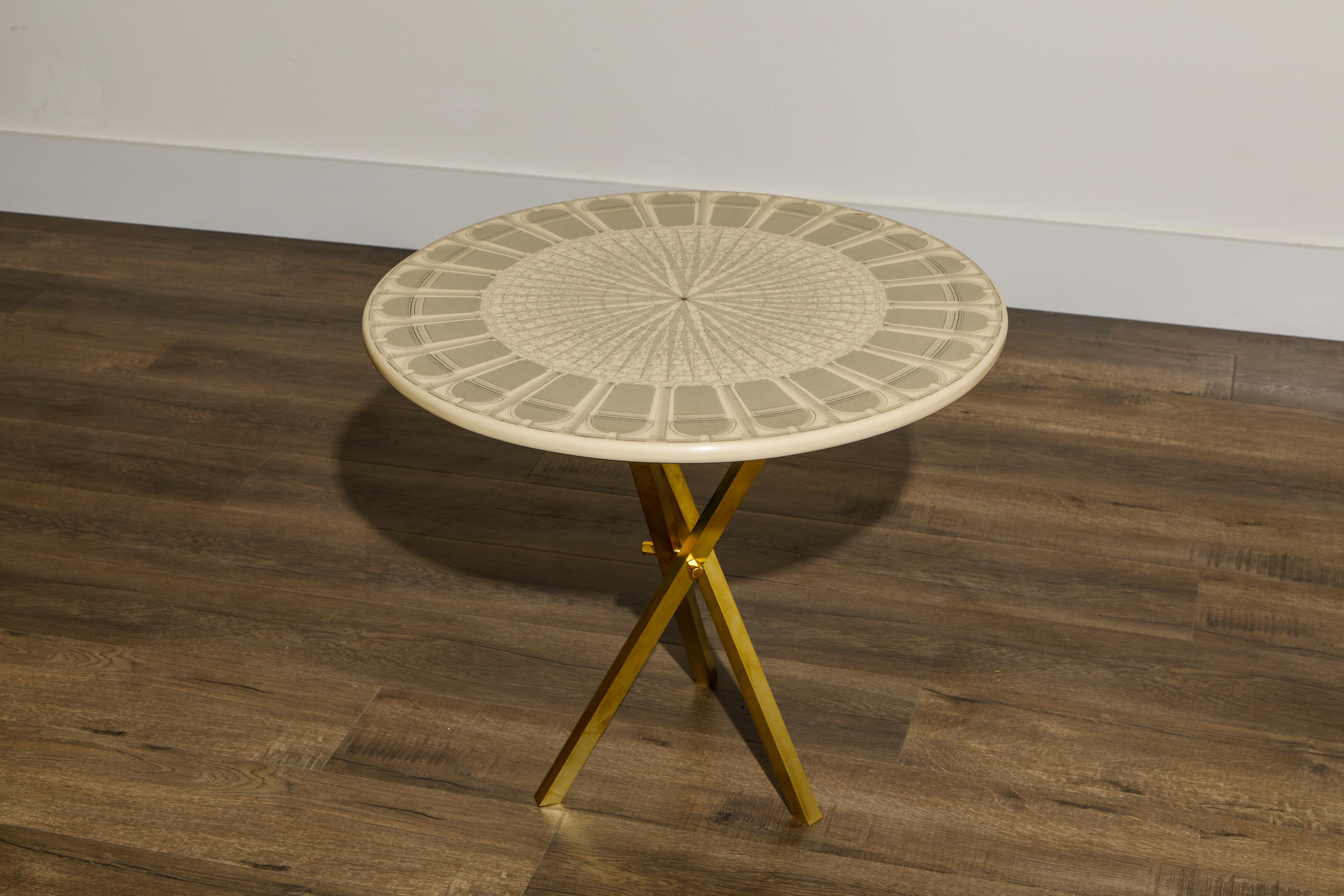  Piero Fornasetti 'Architettura' Side Table, circa 1970s, Signed  In Excellent Condition In Los Angeles, CA