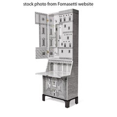 Piero Fornasetti Architettura Trumeau White Black Secretary Armoire
