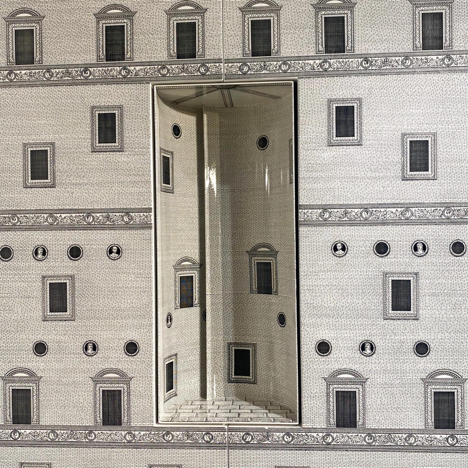 Piero Fornasetti Architettura Trumeau White Black Secretary Armoire 2