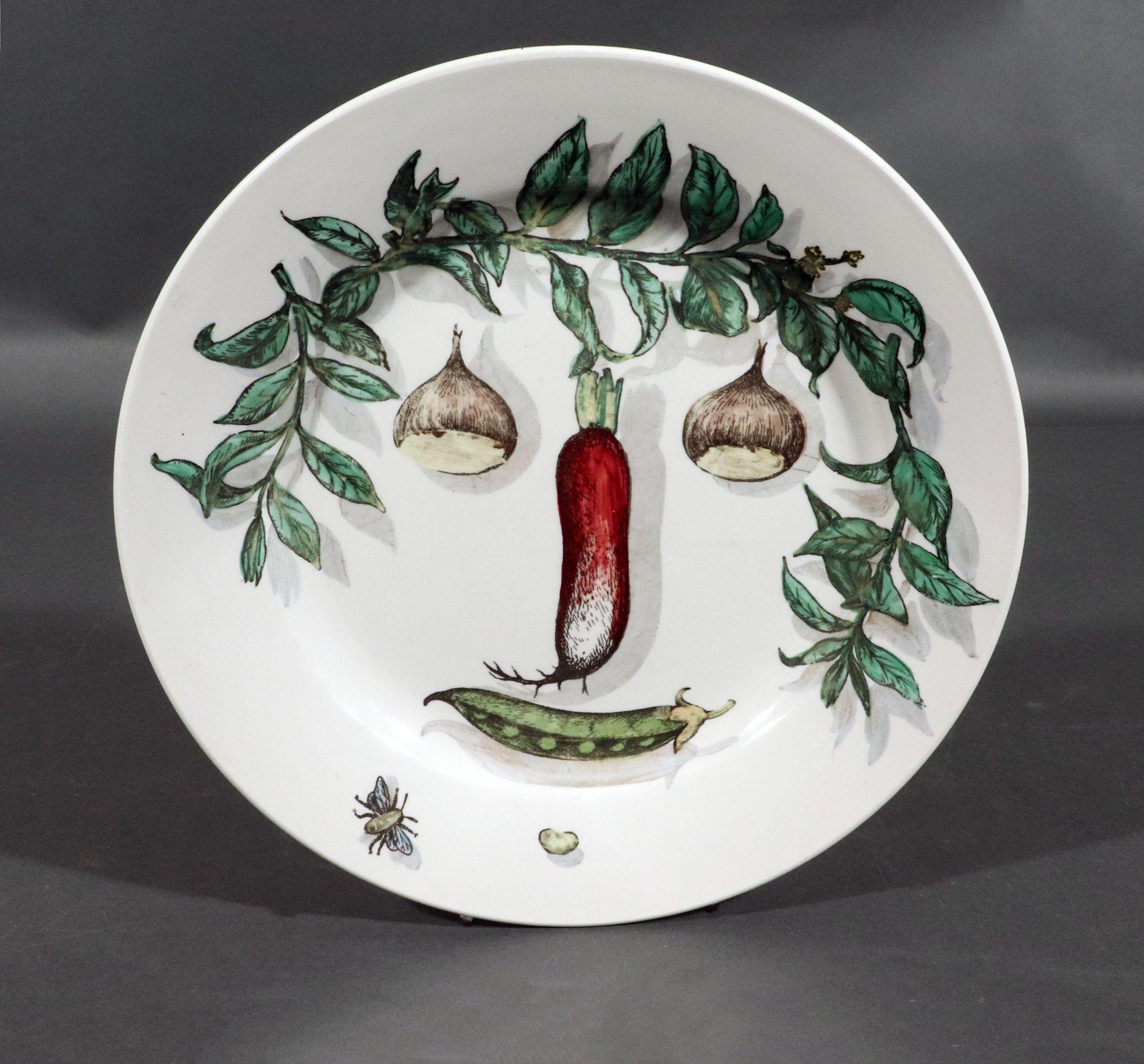 Piero Fornasetti Arcimboldesca Vegetable Face Plates, After Giuseppe Arcimboldo For Sale 4