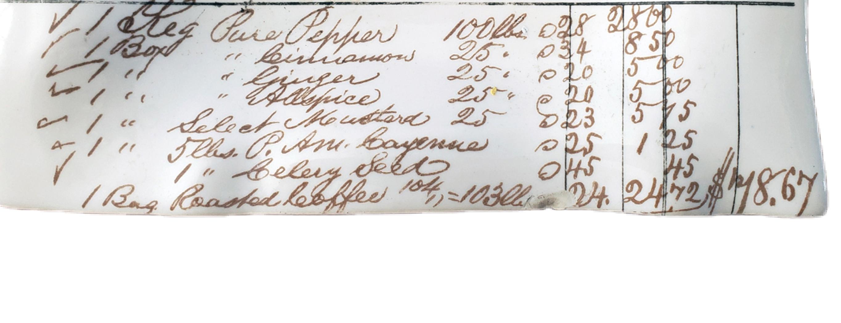 Céramique Cendrier de Piero Fornasetti représentant un Bill of Sale de Weikel & Smith, Philadelphie en vente