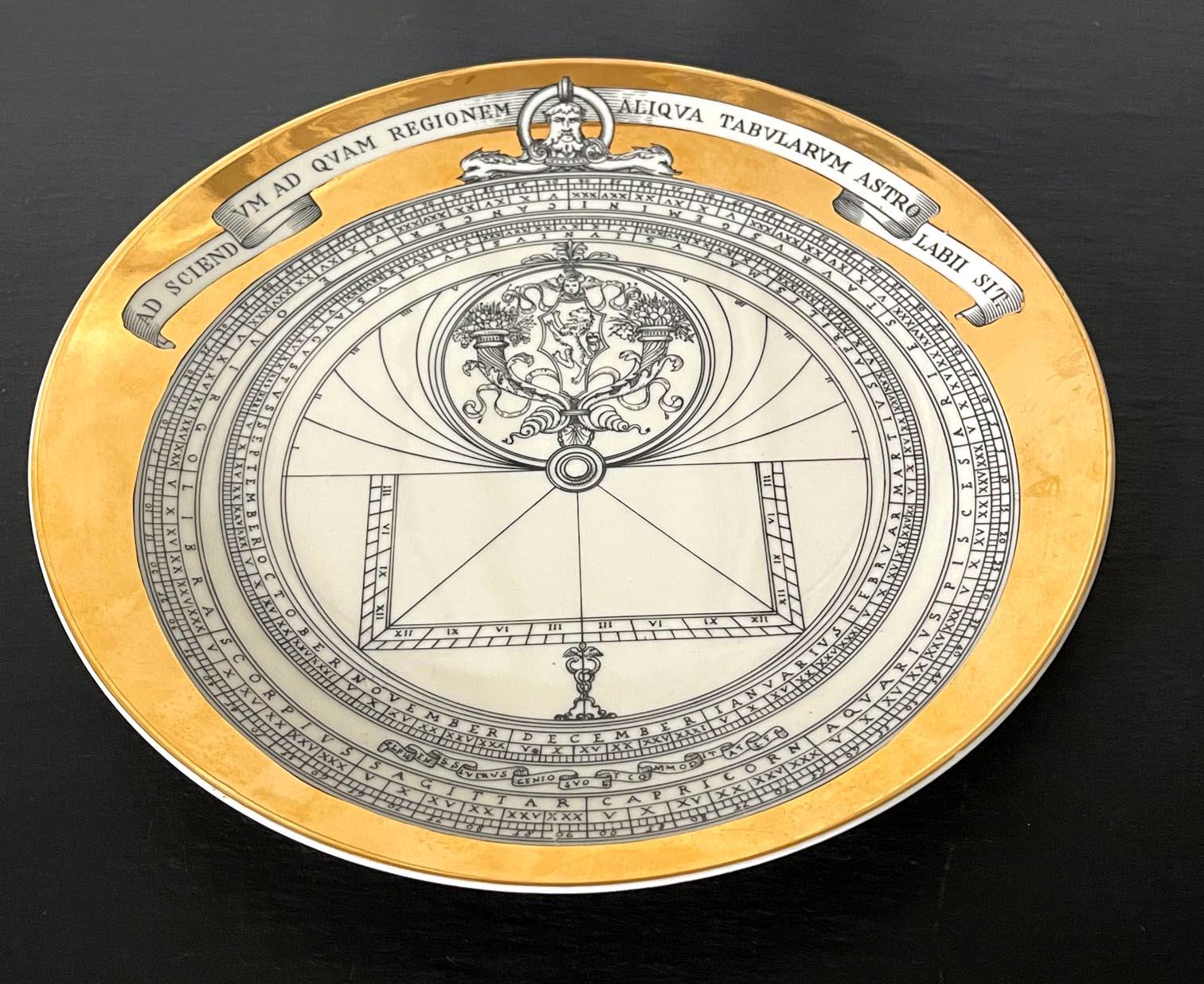 Mid-Century Modern Piero Fornasetti Astrolabe Porcelain Plate, 1967 For Sale