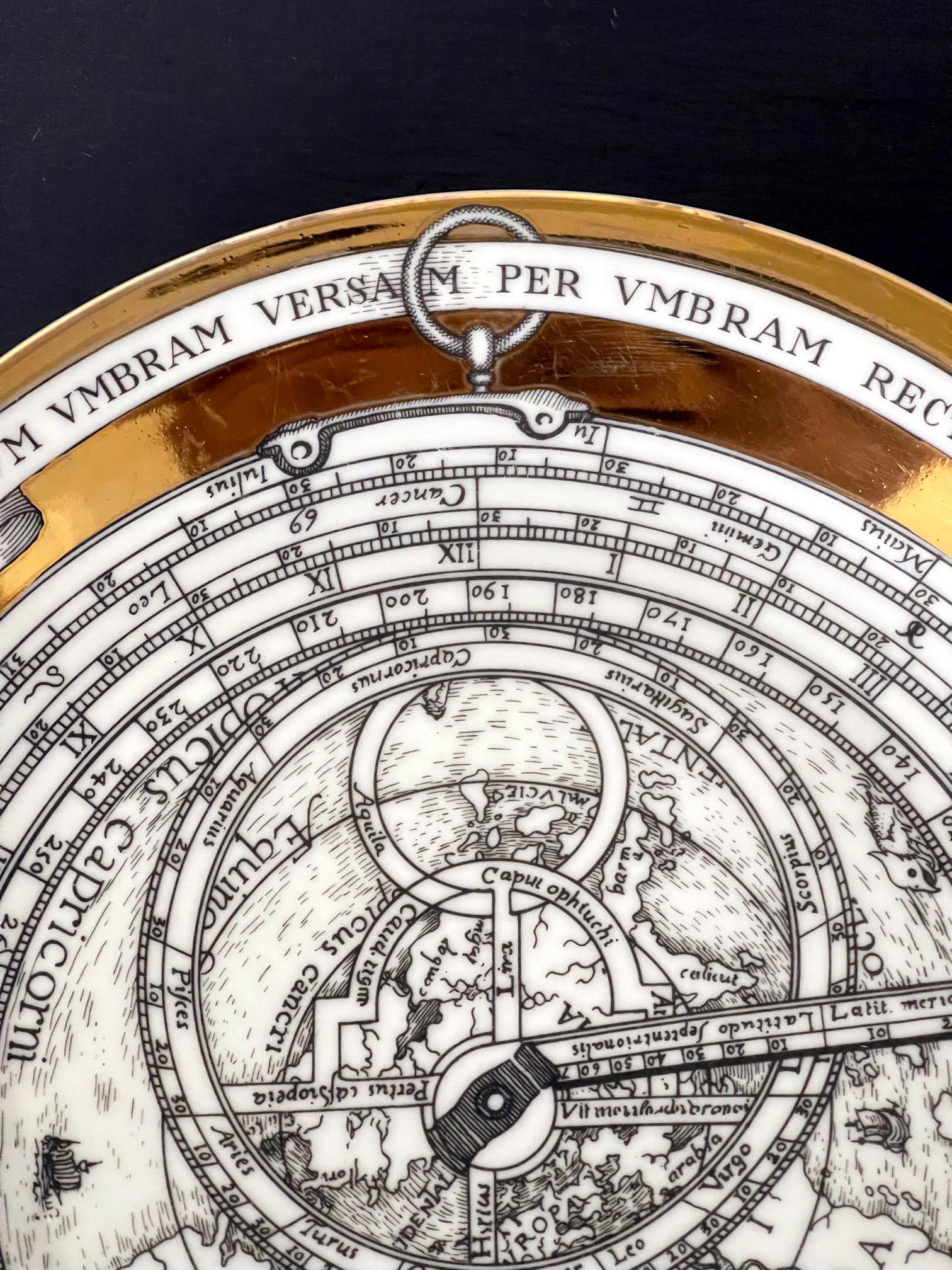 Mid-Century Modern Piero Fornasetti Astrolabe Porcelain Plate 1968 For Sale