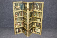 Piero Fornasetti Attributed 4 Panel Monochrome and Polychrome Folding Screen