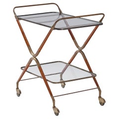 Used Piero Fornasetti Bar Cart in Glass and Brass