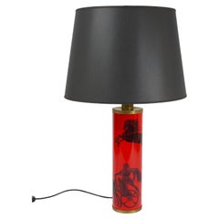 Piero Fornasetti Bighe Rote und schwarze Mid-Century-Tischlampe, Italien, 1950er Jahre