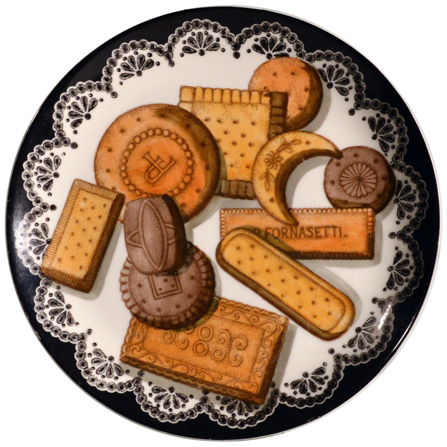 Piero Fornasetti Biscotti Pattern Porcelain Plate, with Trompe L'oeil Cookies
