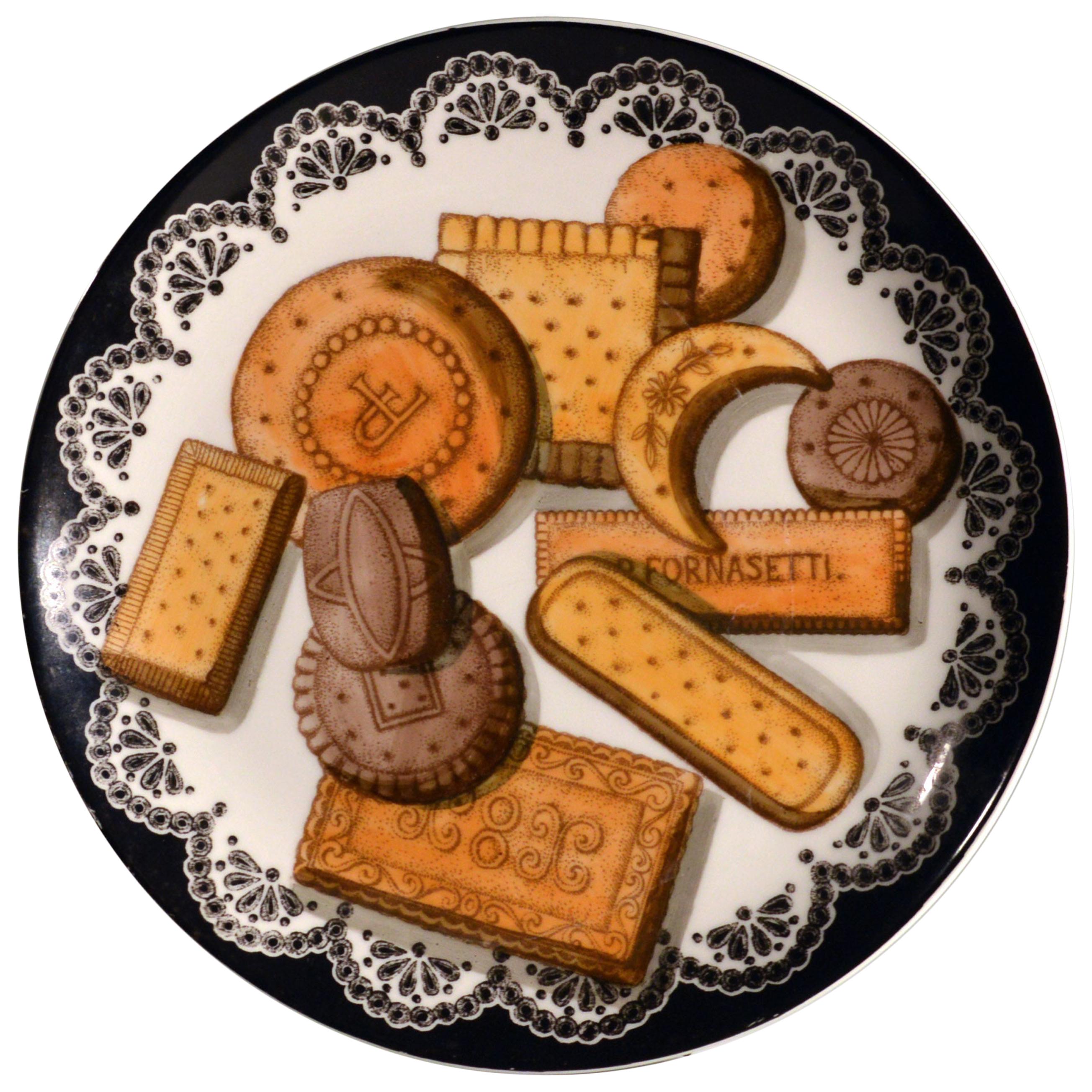 Piero Fornasetti Biscotti Pattern Porcelain Plate, with Trompe l'oeil Cookies