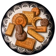 Piero Fornasetti Biscotti Pattern Porcelain Plate, with Trompe l'oeil Cookies