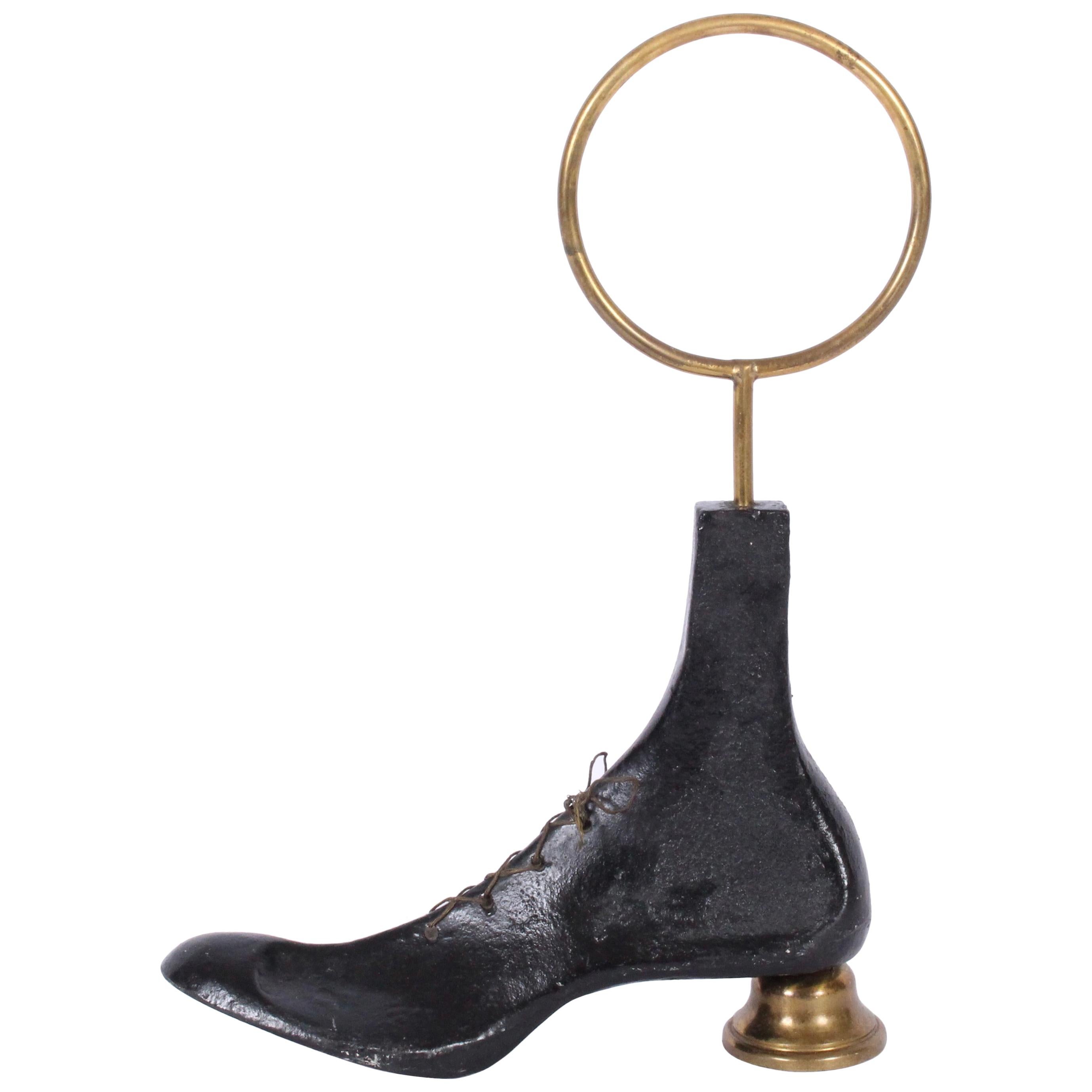 Piero Fornasetti Black Cast Iron and Brass "Shoe Form" Doorstop, 1940s