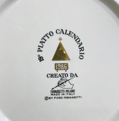 Piero Fornasetti Calendar Porcelain Plate for the Year 1986