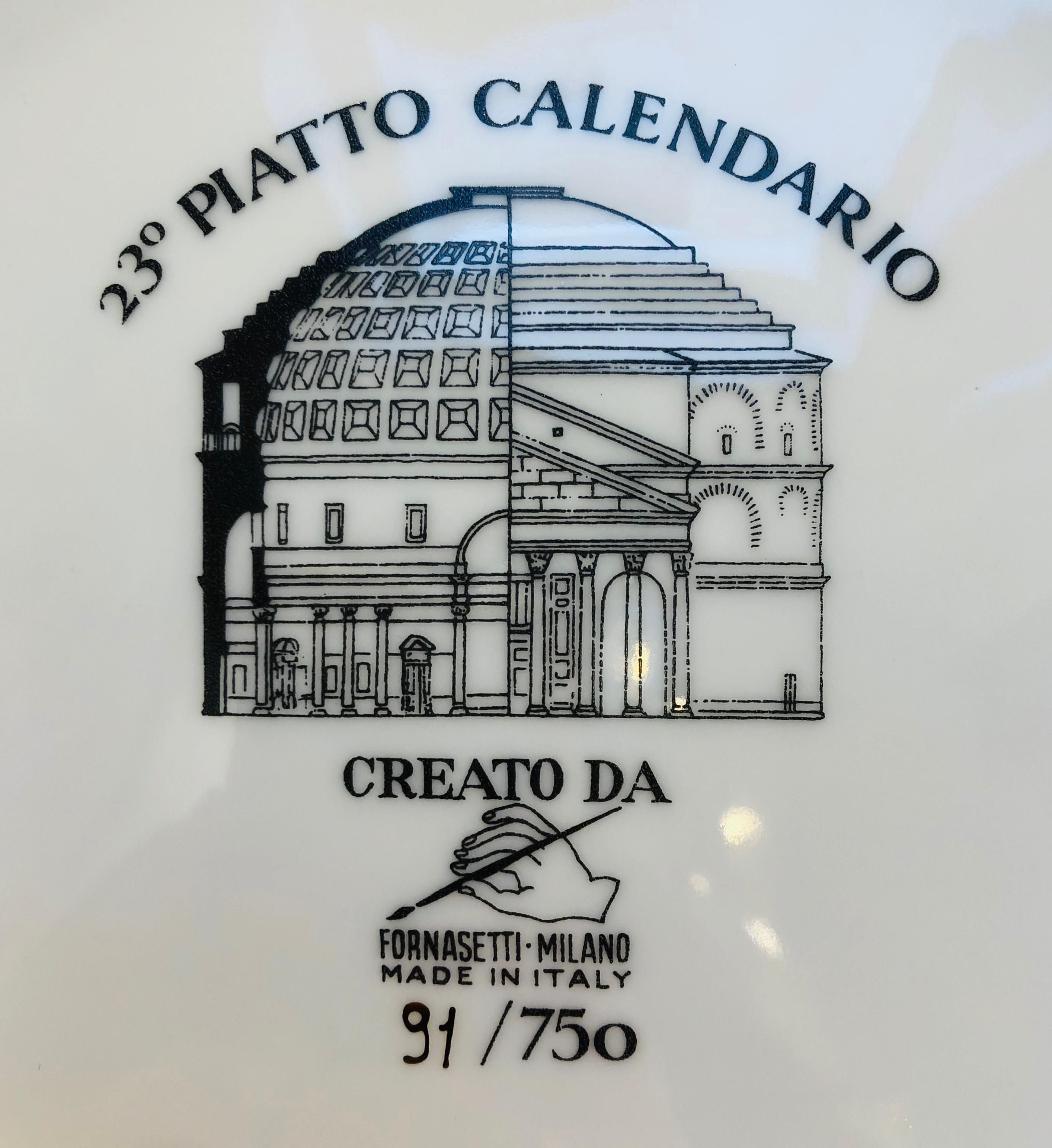 Piero Fornasetti Calendar Porcelain Plate for the Year 1990 In Good Condition In Brussels, BE