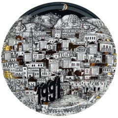 Piero Fornasetti Calendar Porcelain Plate for the Year 1991