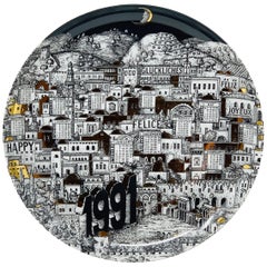 Assiette en porcelaine du calendrier Piero Fornasetti pour l'année 1991