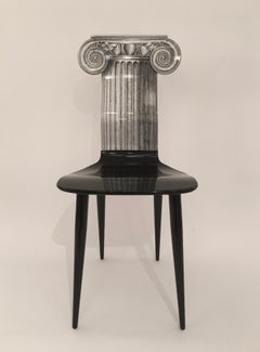 Piero Fornasetti 'Capitello Ionico' Chair in Black and White, Italy, circa 2006