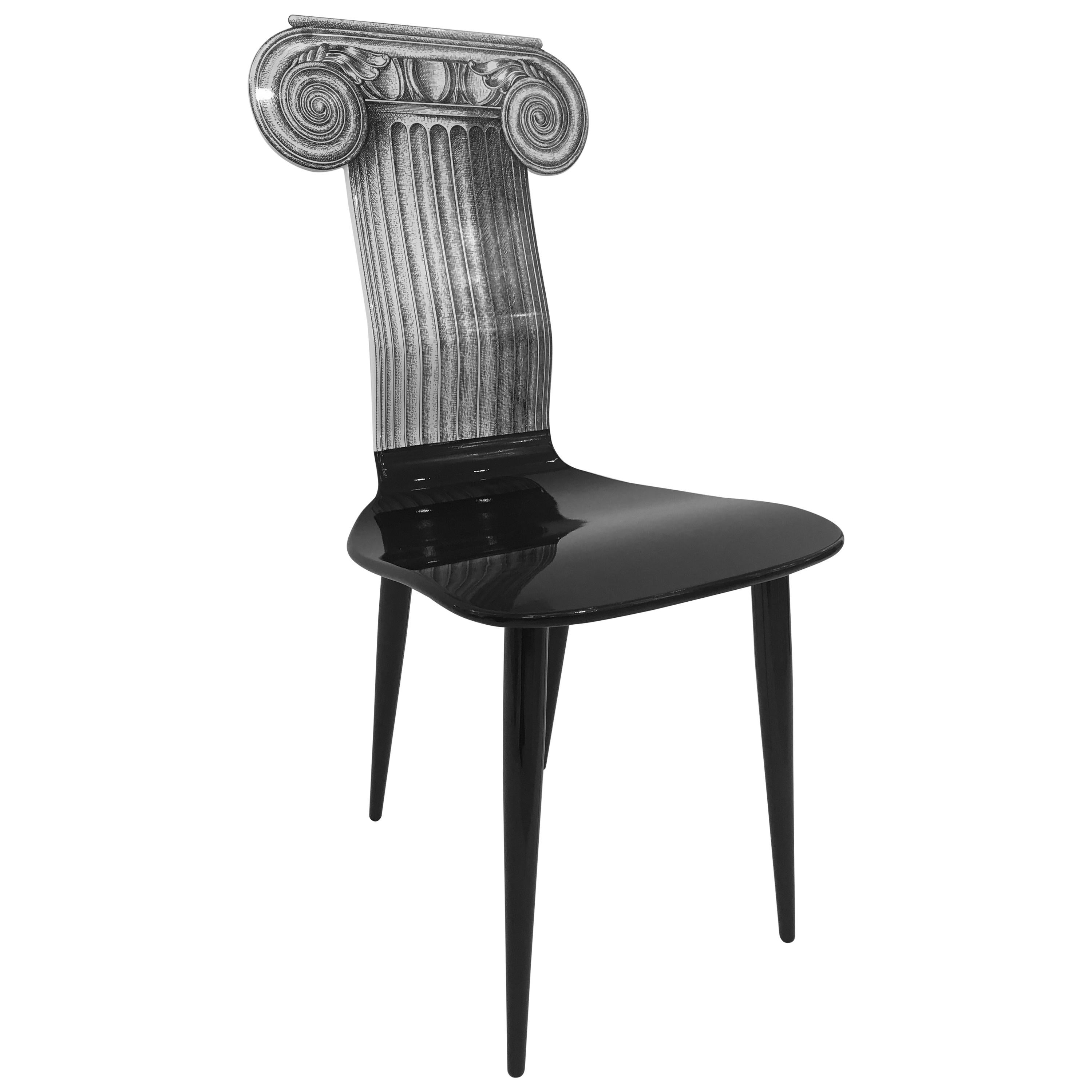 Piero Fornasetti 'Capitello Ionico' Chair in Black and White, Italy, circa 2006