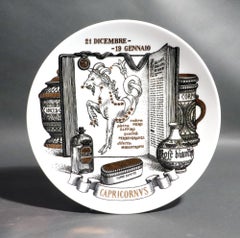 Piero Fornasetti Capricorn Zodiac Porcelain Plate, The Zodiac Pharmacopoeia