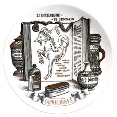 Piero Fornasetti Capricorn Zodiac Porcelain Plate, The Zodiac Pharmacopoeia