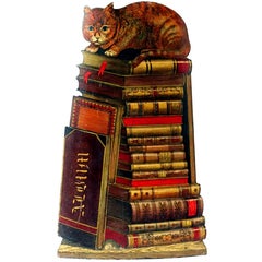 Vintage Piero Fornasetti Cat on Books Metal Umbrella Stand, 1960