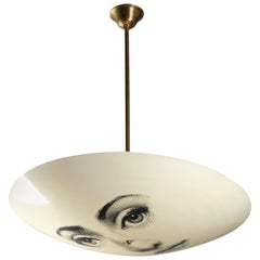 Vintage Piero Fornasetti ceiling lamp with woman's face, circa 1960