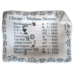 Piero Fornasetti Ceramic Ashtray with Chicago Phone Numbers