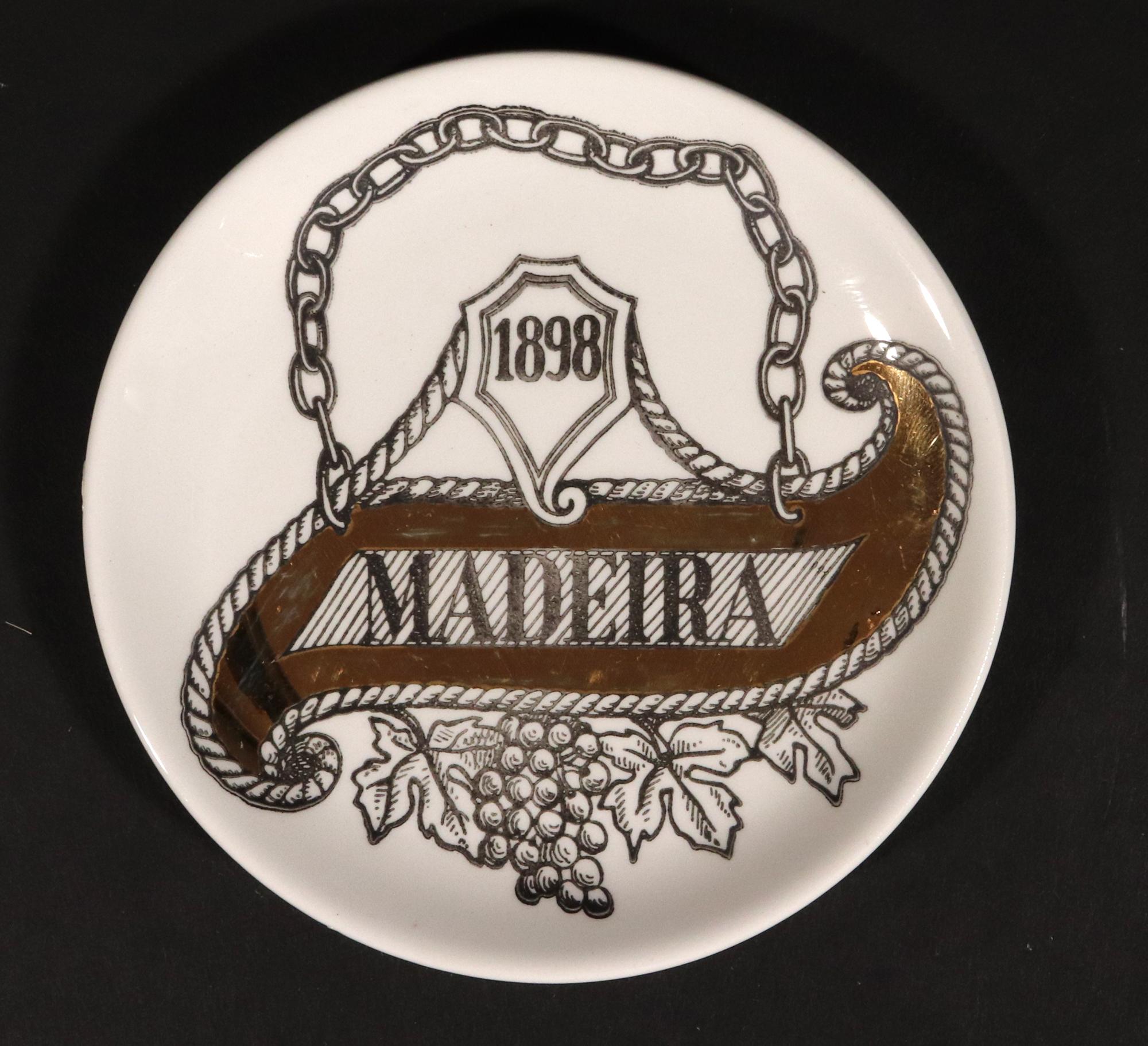 Piero Fornasetti Ceramic Barware Coasters with Vini & Liquori Pattern 10