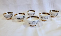 Piero Fornasetti Ceramic Barware Snack Appetizer Bowls, 1960s