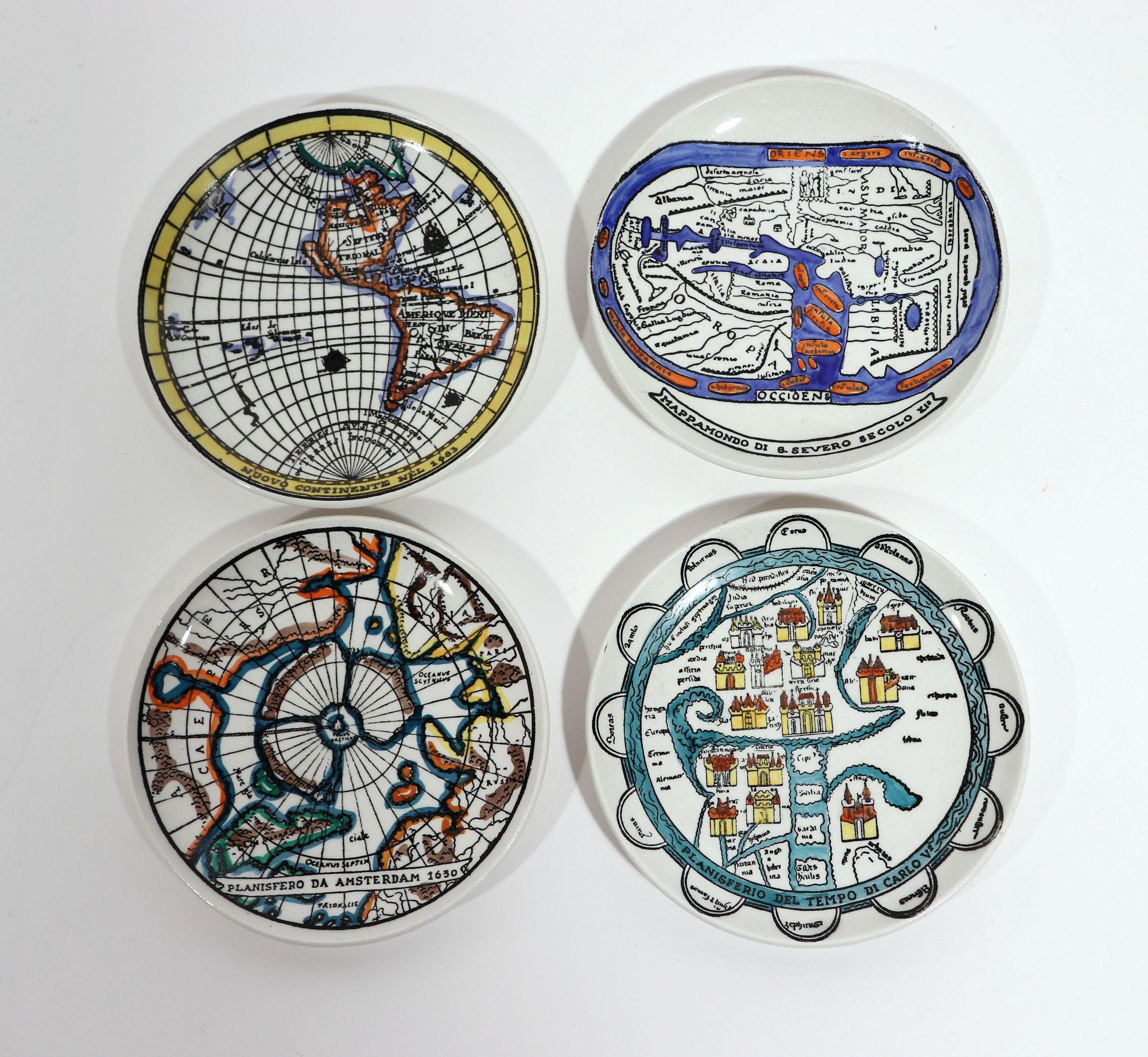 Piero Fornasetti Ceramic Coaster Plates Antichi Planisferi-Ancient Maps 4