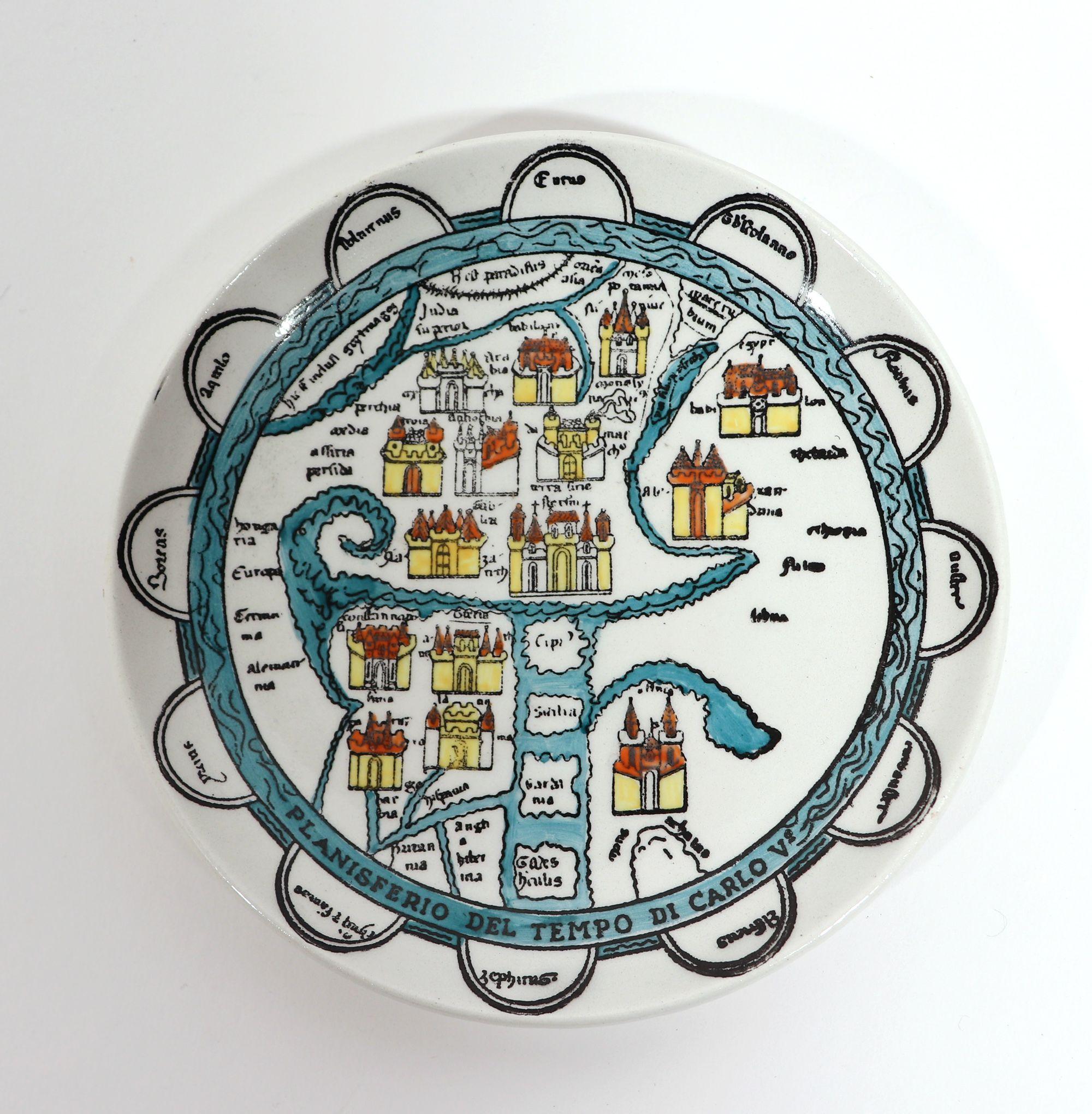 Piero Fornasetti Ceramic Coaster Plates Antichi Planisferi-Ancient Maps 5