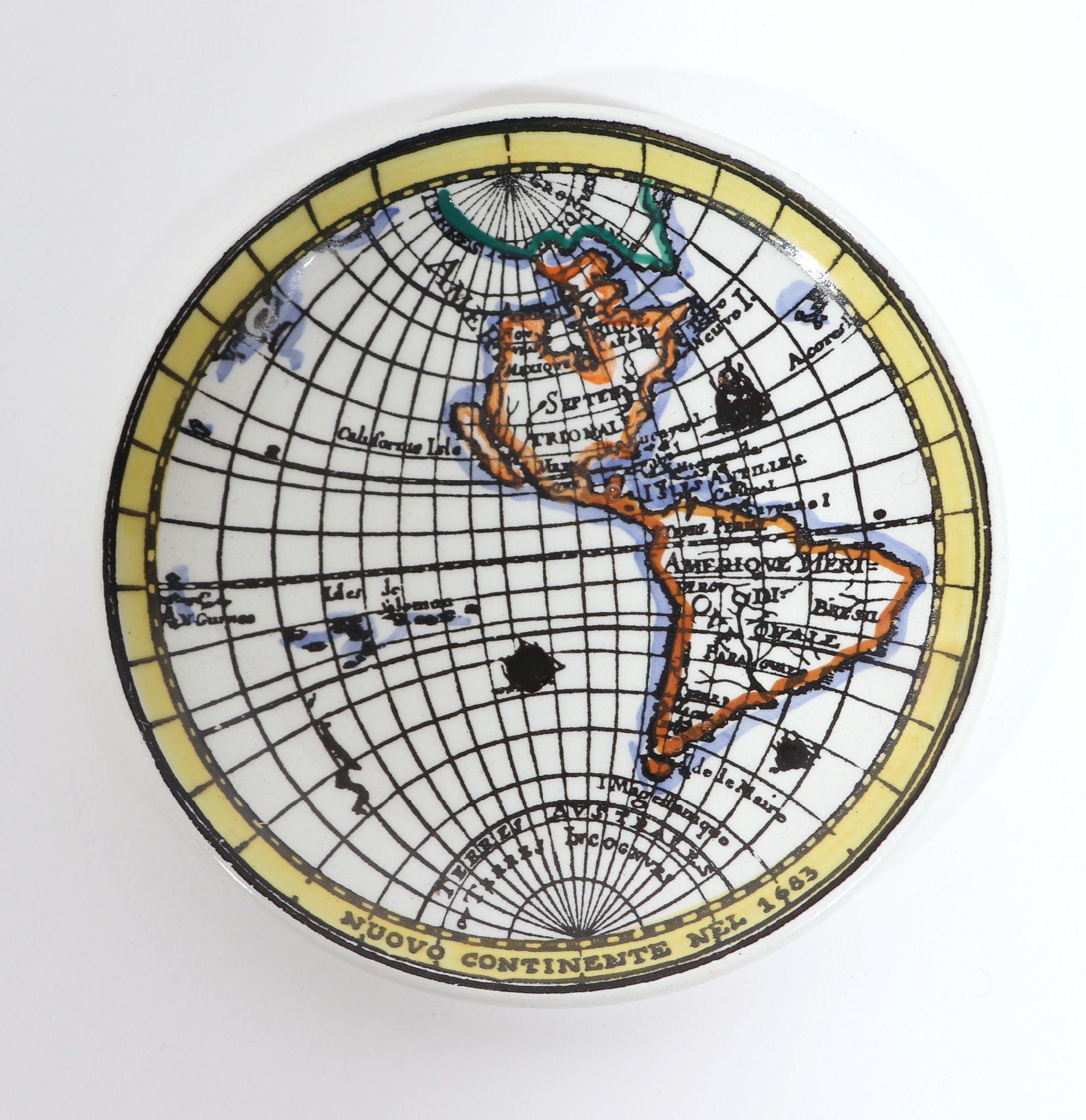 Mid-Century Modern Piero Fornasetti Ceramic Coaster Plates Antichi Planisferi-Ancient Maps