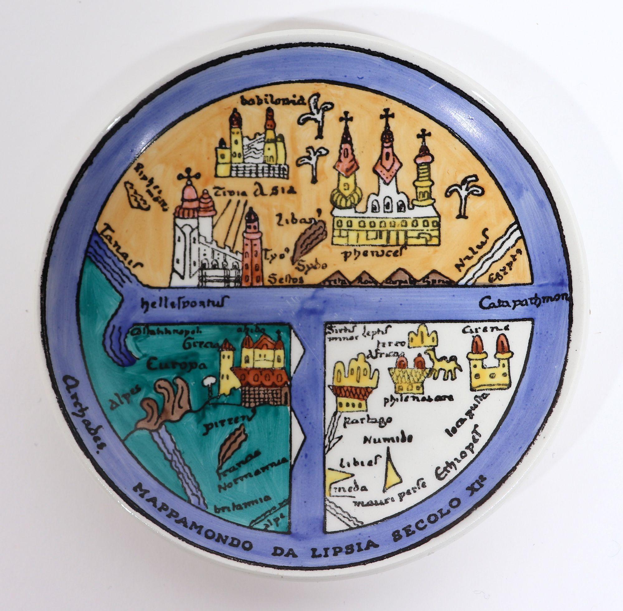 Piero Fornasetti Ceramic Coaster Plates Antichi Planisferi-Ancient Maps 2