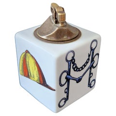 Vintage Piero Fornasetti Ceramic Horse Racing Cube Lighter