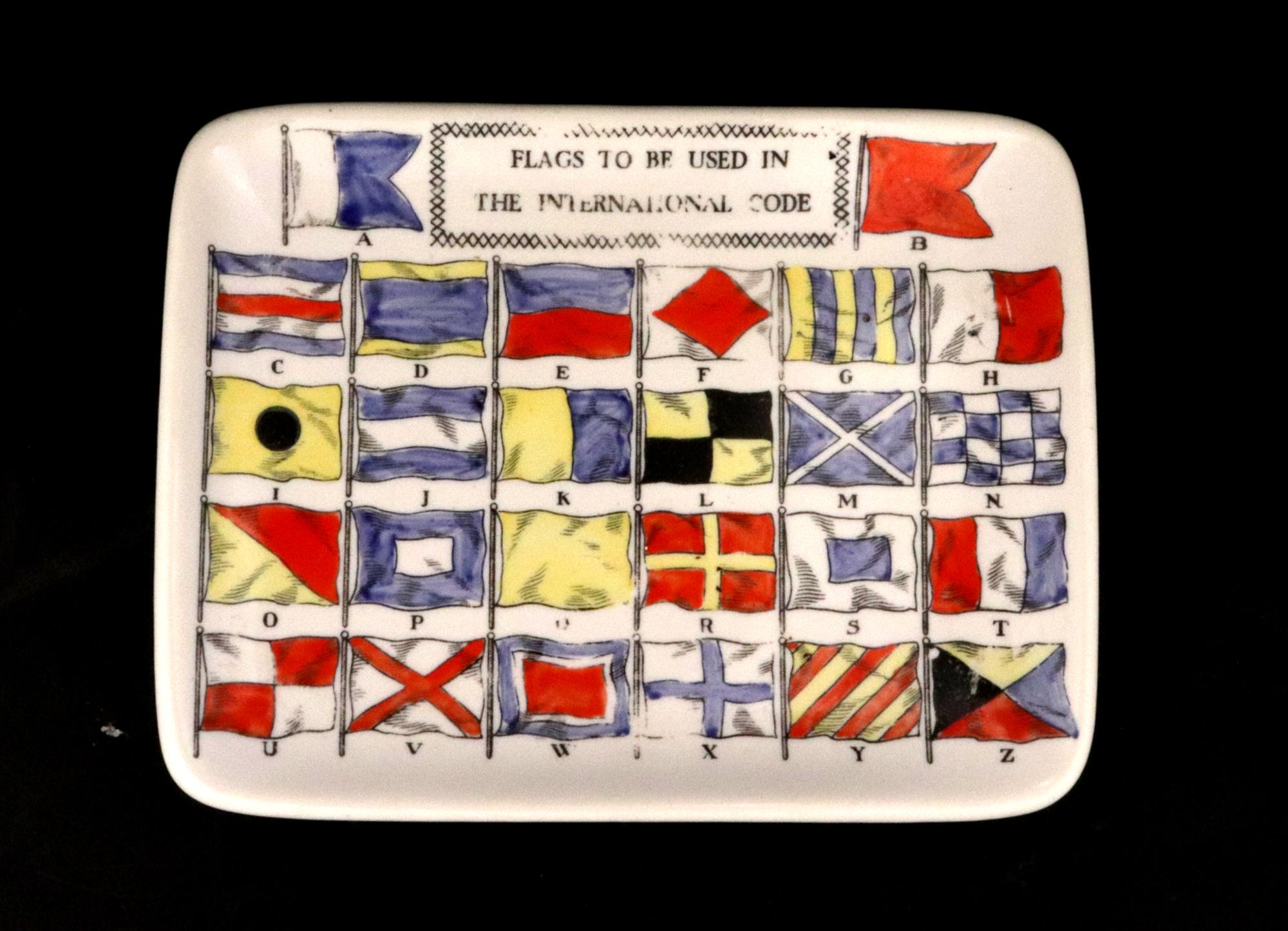 Vintage Piero Fornasetti Sailing Flaf Code Ceramic Dish,
