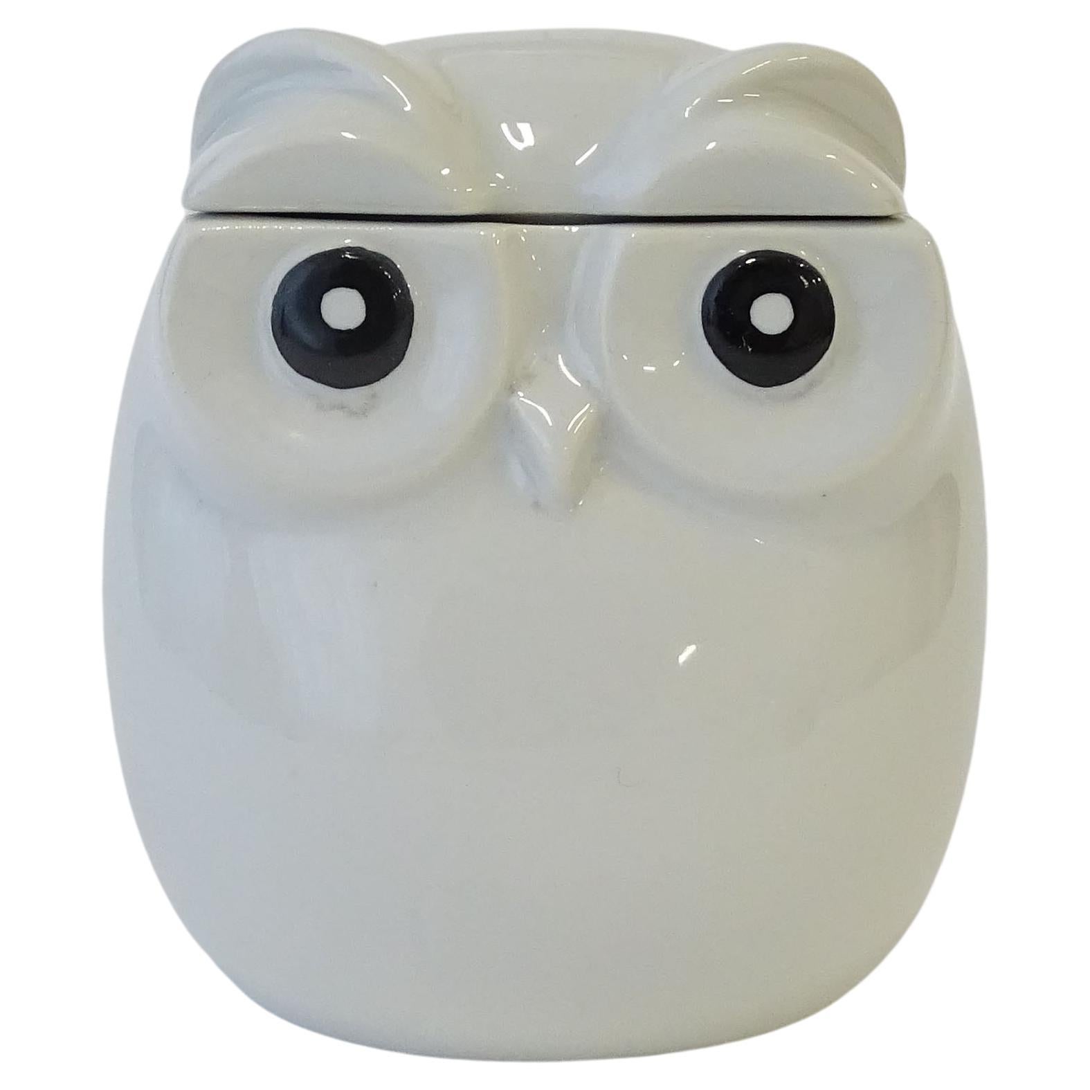 Piero Fornasetti ceramic Owl Box, Italy 1950s For Sale