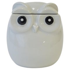 Vintage Piero Fornasetti ceramic Owl Box, Italy 1950s