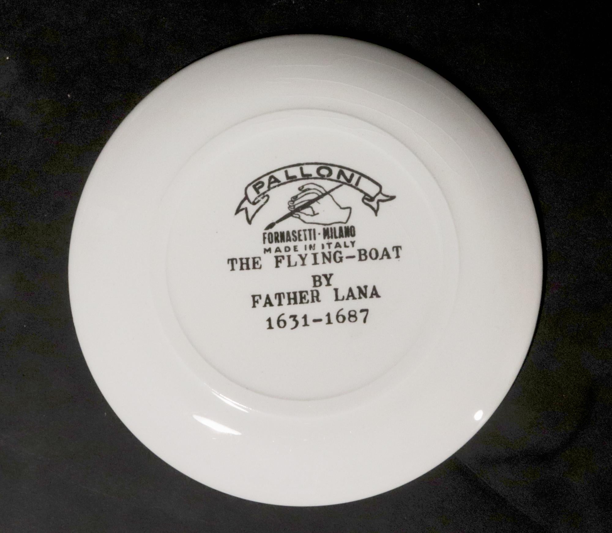 Piero Fornasetti Keramik Palloni, komplettes Set von Untersetzern mit Heißluftballon aus Keramik im Angebot 4