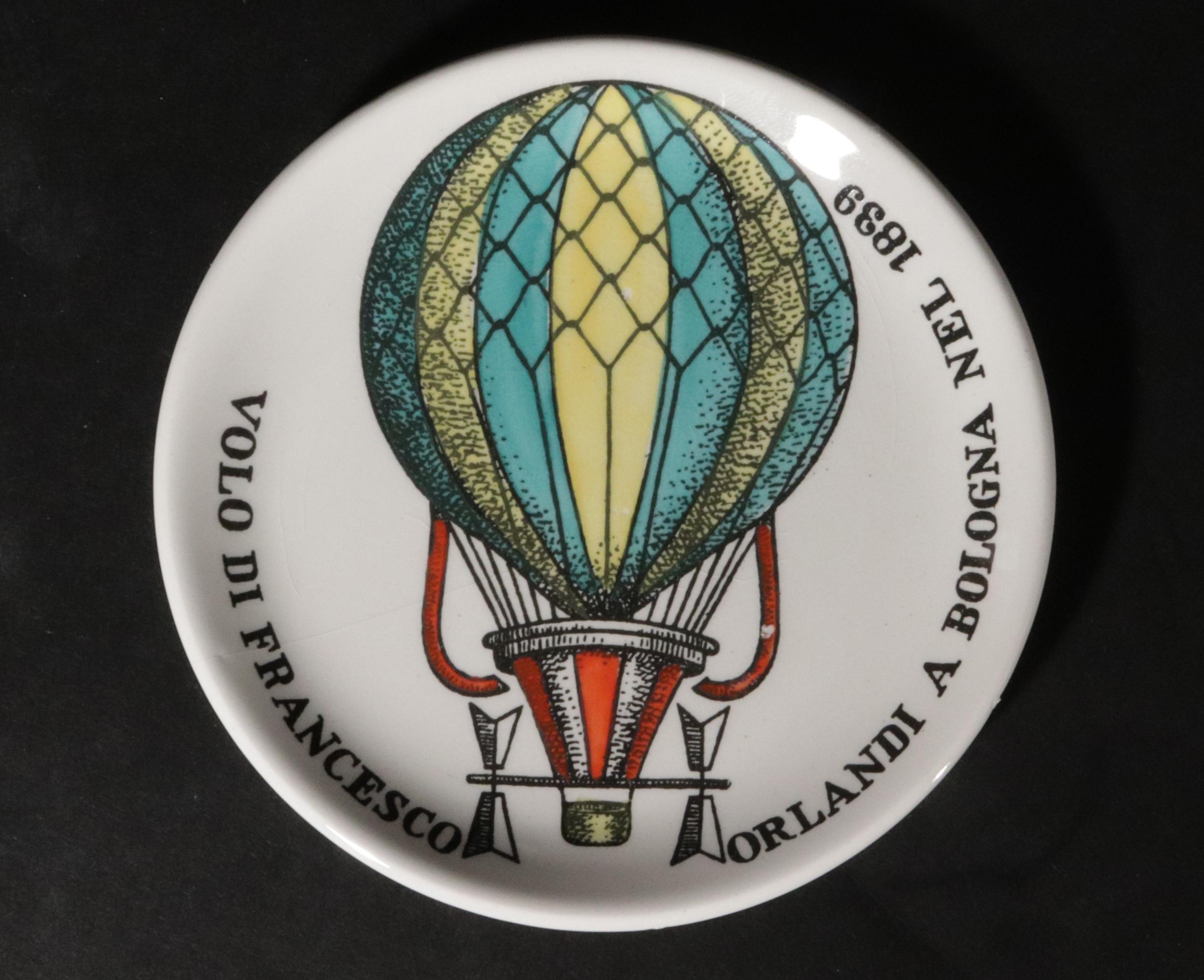 Piero Fornasetti Keramik Palloni, komplettes Set von Untersetzern mit Heißluftballon aus Keramik im Angebot 11