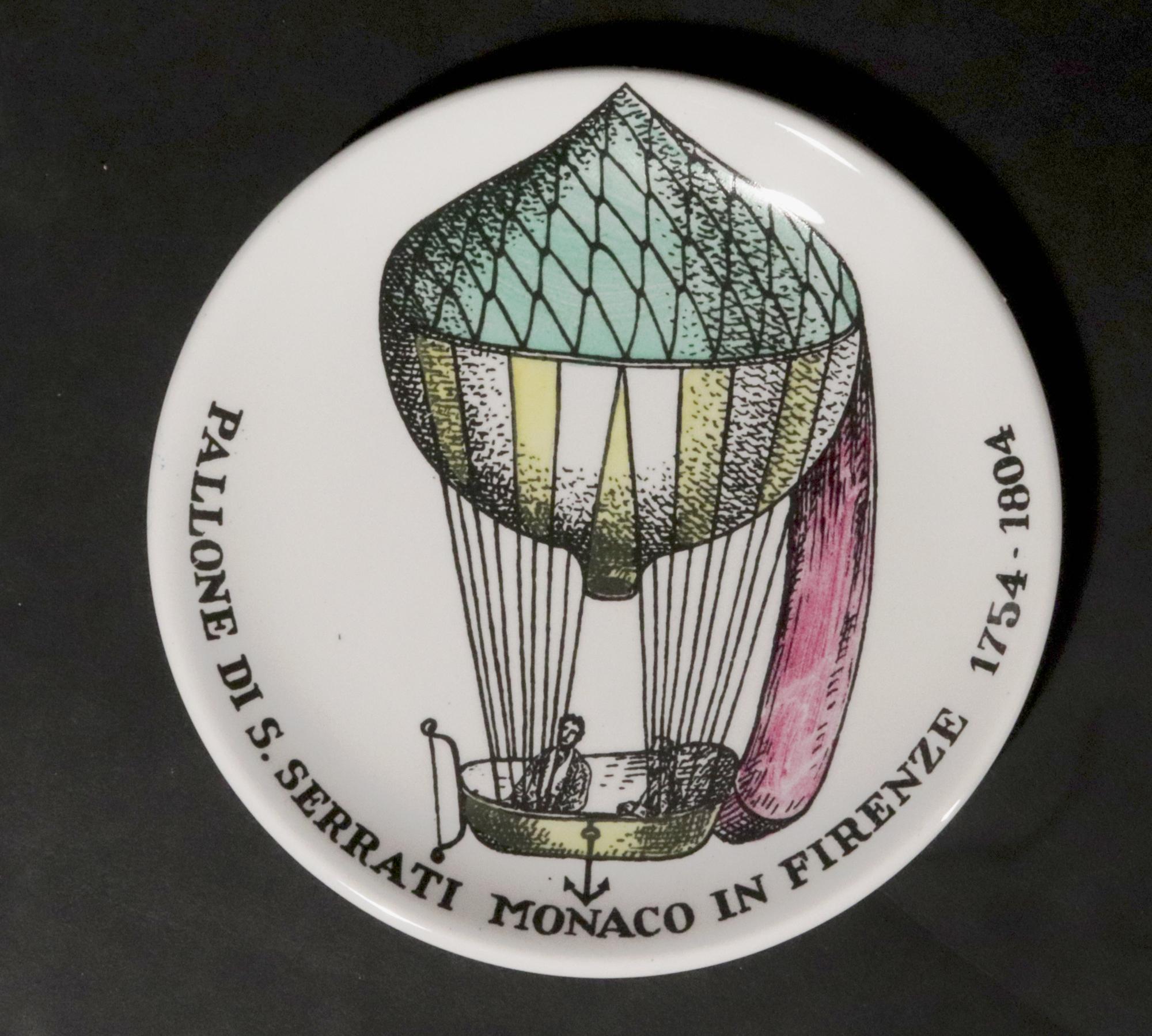 Piero Fornasetti Keramik Palloni, komplettes Set von Untersetzern mit Heißluftballon aus Keramik im Angebot 21