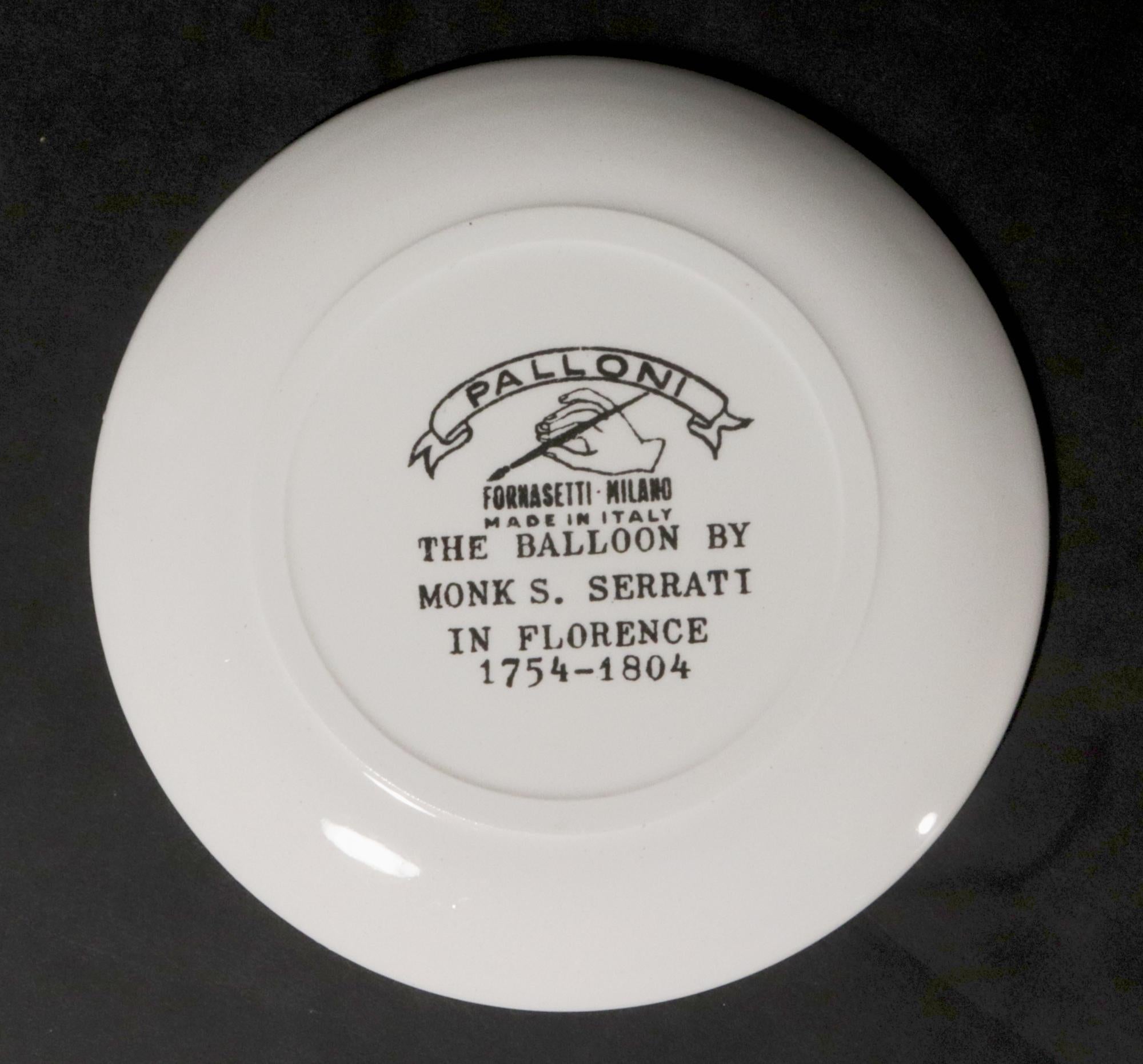 Piero Fornasetti Keramik Palloni, komplettes Set von Untersetzern mit Heißluftballon aus Keramik im Angebot 22