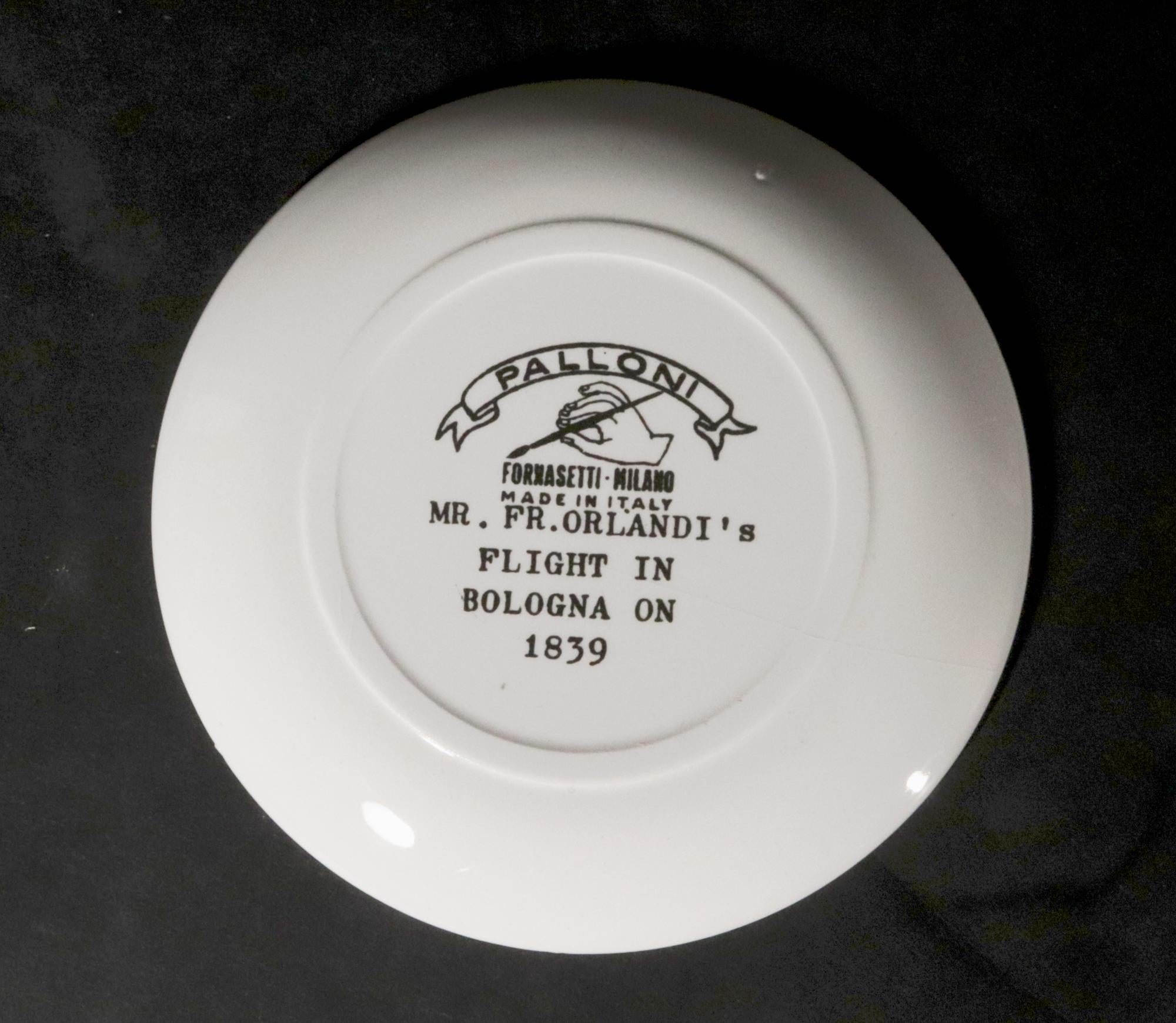 Piero Fornasetti Keramik Palloni, komplettes Set von Untersetzern mit Heißluftballon aus Keramik im Angebot 28